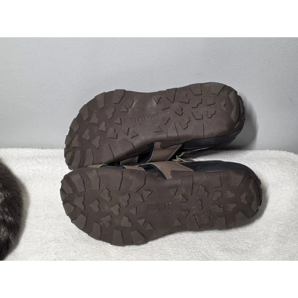 Teva Mens Size 7 Flintwood Water Sandals Brown Leather Trail Hiking Outdoors